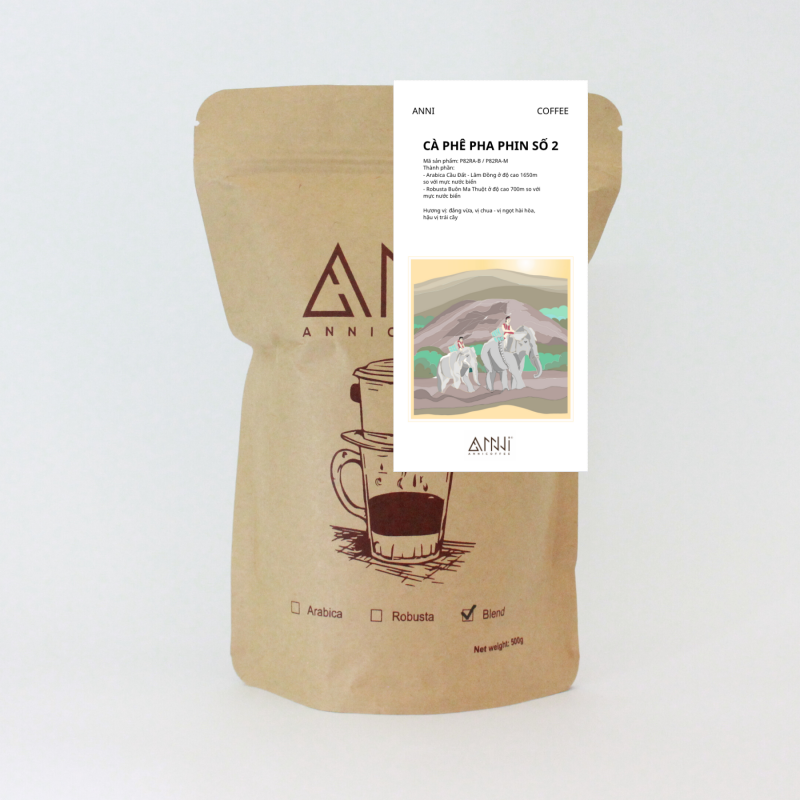 Cafe Pha Phin Số 2 (500g) - Cà phê rang mộc thượng hạng, hậu vị ngọt - Lựa chọn hoàn hảo cho người sành cà phê