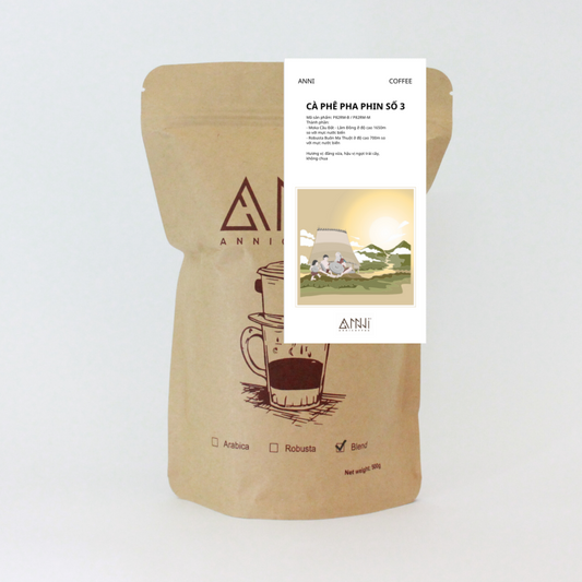 Cafe Pha Phin Số 3 (500g) - Tuyển chọn hạt Arabica & Robusta loại 1 - Cà phê nguyên chất hậu vị ngọt, thơm lâu
