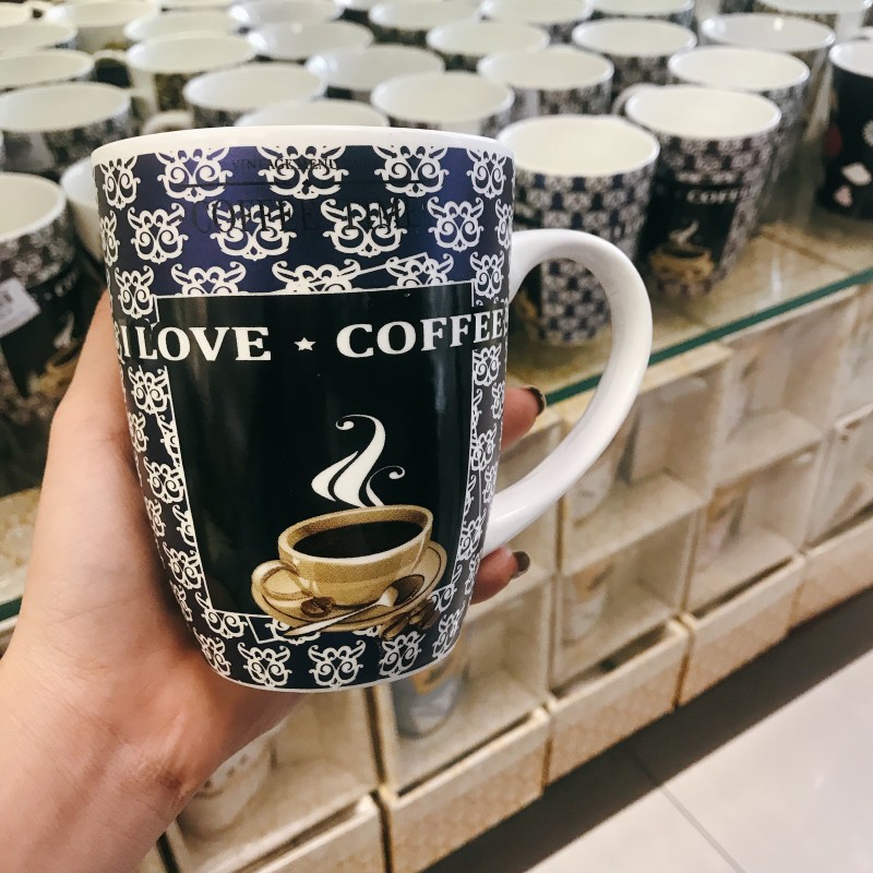 Ly sứ love coffee xanh dương