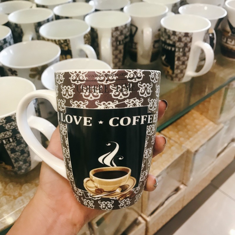 Ly sứ love coffee màu nâu