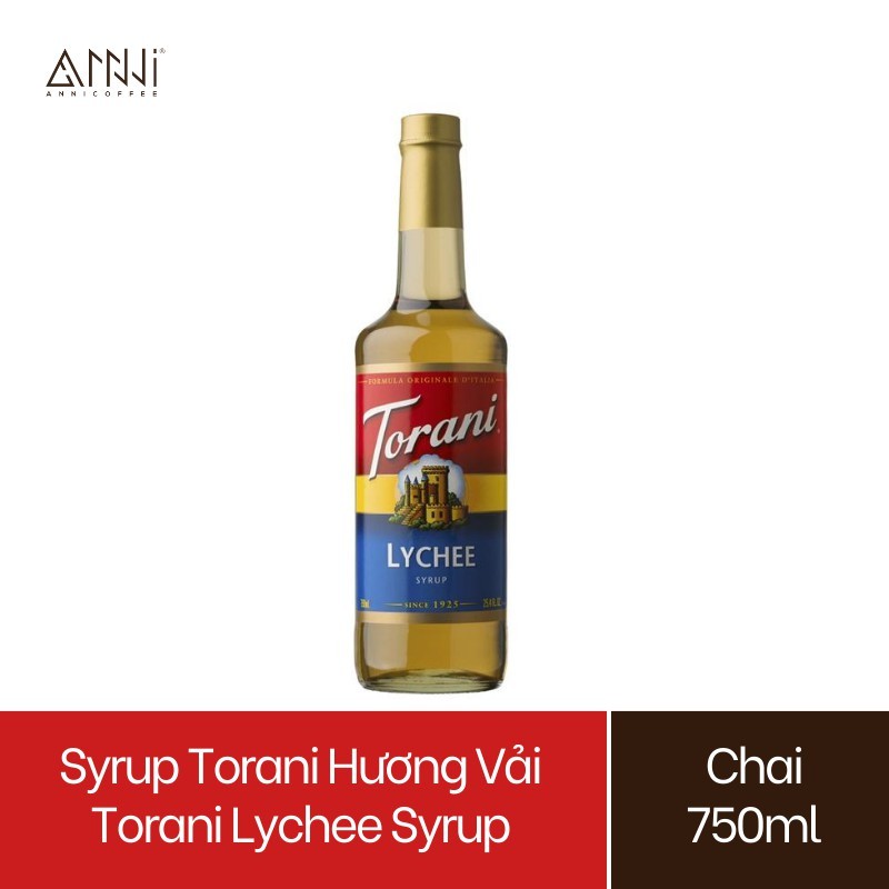 Syrup Torani Chai thủy tinh Hương Vải (750ml) - Nhập khẩu Mỹ - Torani Lychee Syrup, Siro Vải - pha chế trà, trà sữa
