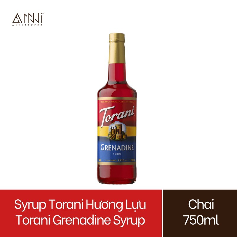 Syrup Torani Chai thủy tinh Hương Lựu (750ml) - Nhập khẩu Mỹ - Torani Grenadine Syrup, Siro Lựu - pha chế trà, trà sữa