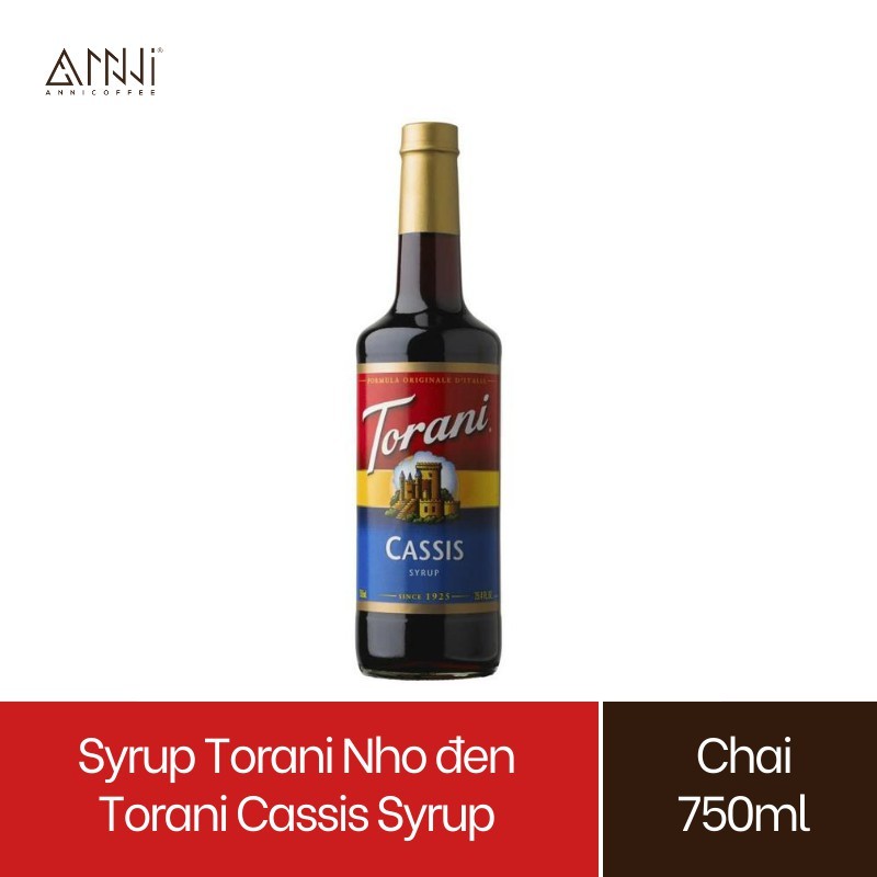 Syrup Torani Chai thủy tinh Hương Nho đen (750ml) - Nhập khẩu Mỹ - Torani Cassis Syrup, Siro Nho đen - pha chế trà, soda