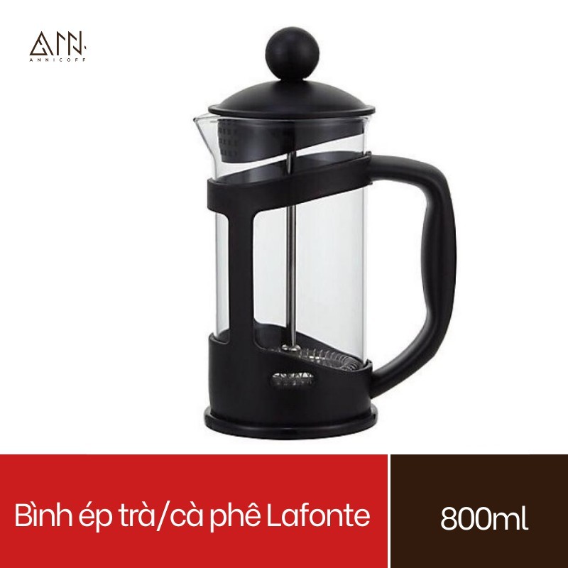 Bình ép pha trà và cafe La Fonte (800ml) Thủy tinh cao cấp - Bình pha cà phê kiểu Pháp - pha cà phê, pha trà, pha nước