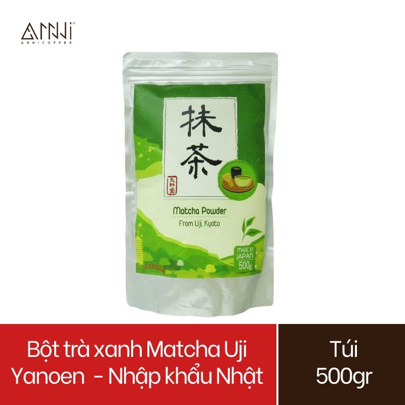 Bột trà xanh Matcha Uji Yanoen (500gr) - Nhập khẩu Nhật Bản 100% nguyên chất, không đường sữa, chất bảo quản